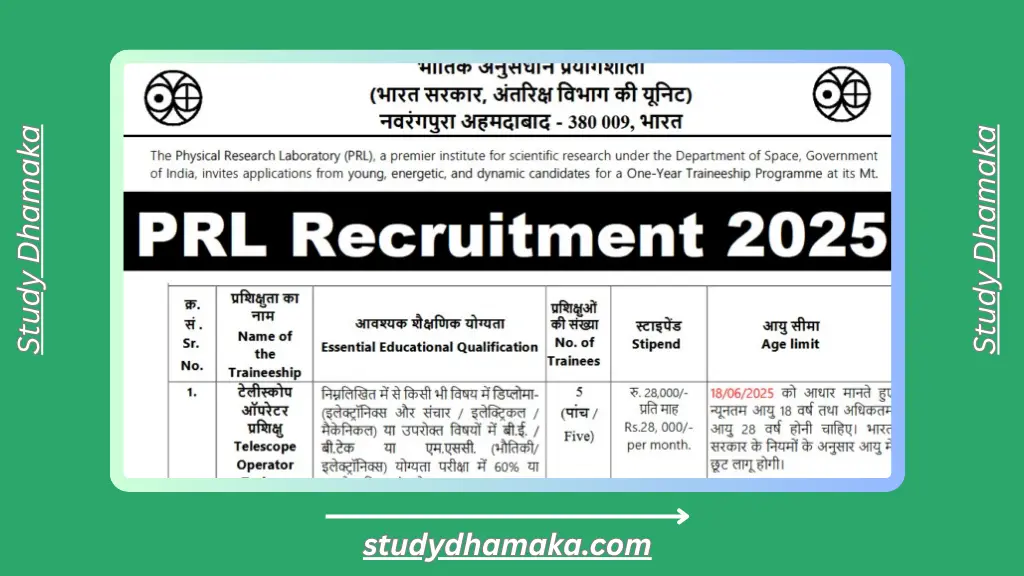 PRL Recruitment 2025